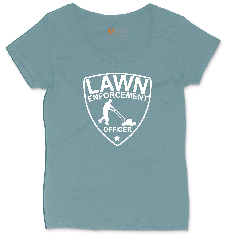 Lawn Enforcement Officer Push Mower Version Ladies Curvy Tee - Surf Blackout