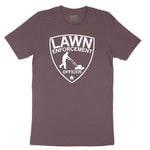 Lawn Enforcement Officer Push Mower Version Ladies Short Sleeve Tee - Sangria Blackout