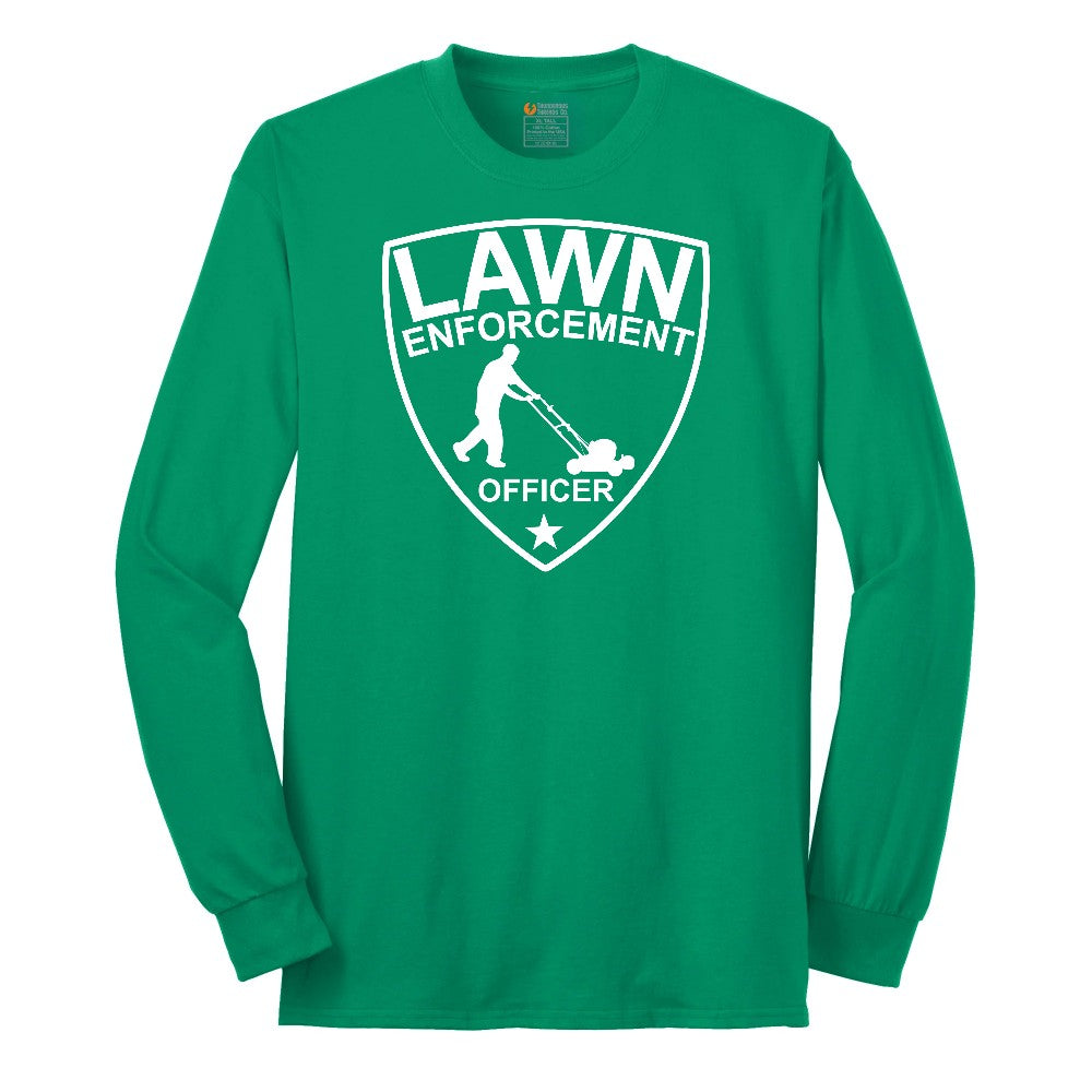 Lawn Enforcement Officer Push Mower Version Long Sleeve Tee - Kelly Green