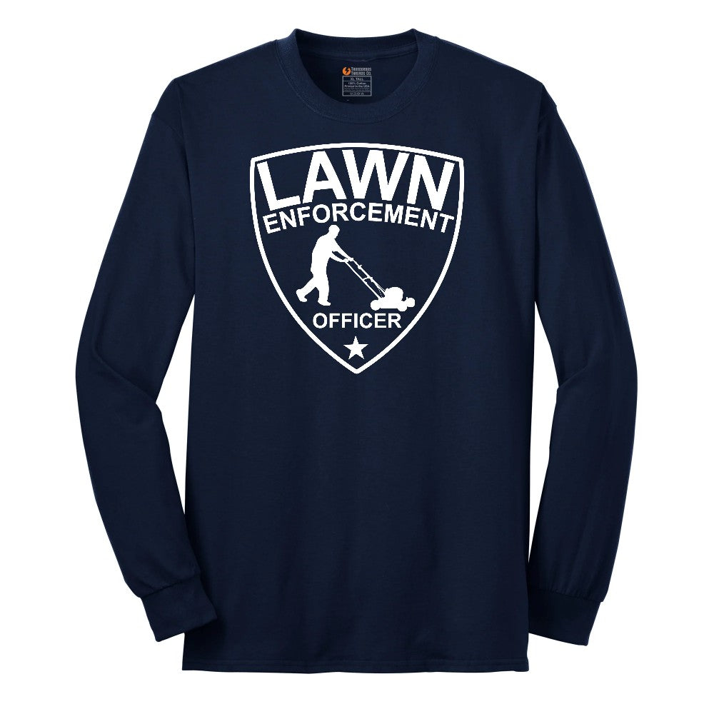 Lawn Enforcement Officer Push Mower Version Long Sleeve Tee - Navy