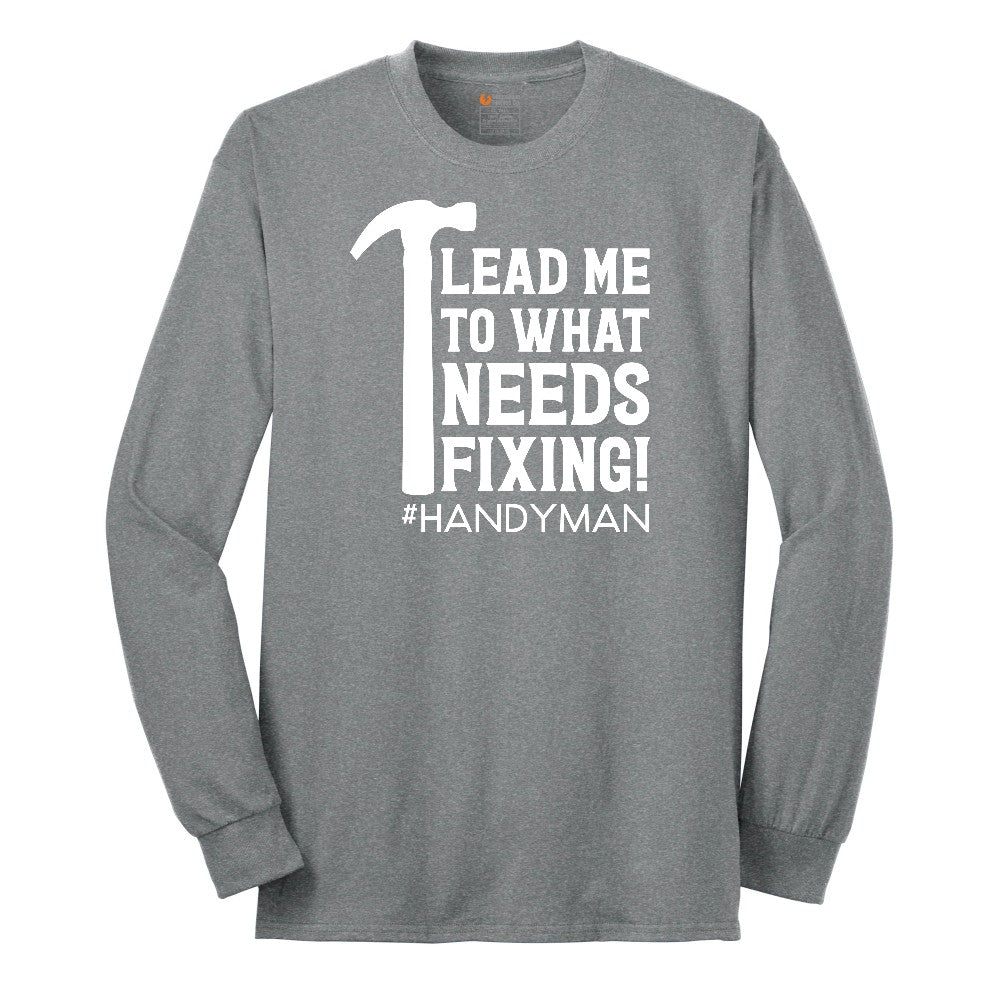 Lead Me to What Needs Fixing Long Sleeve Tee - Athletic Grey