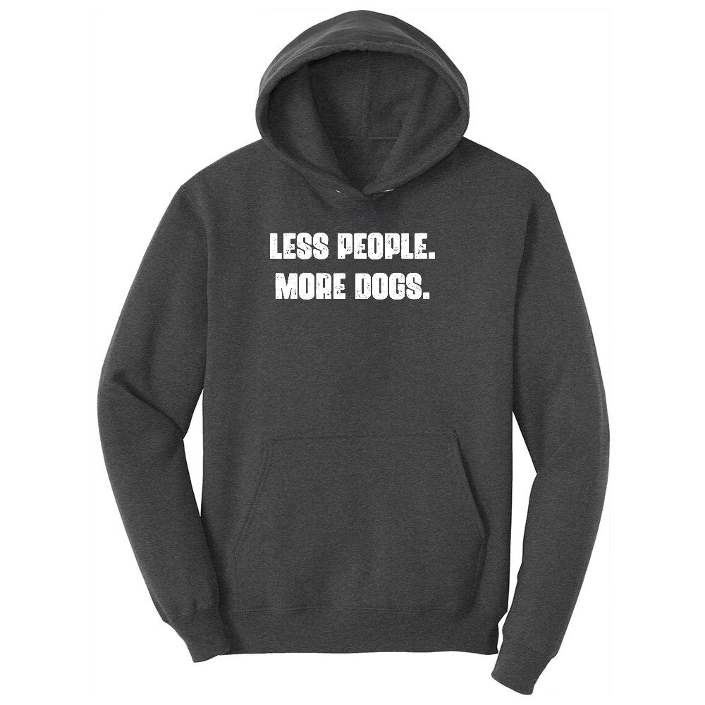 Less People More Dogs Ladies Hoodie - Dark Heather Grey