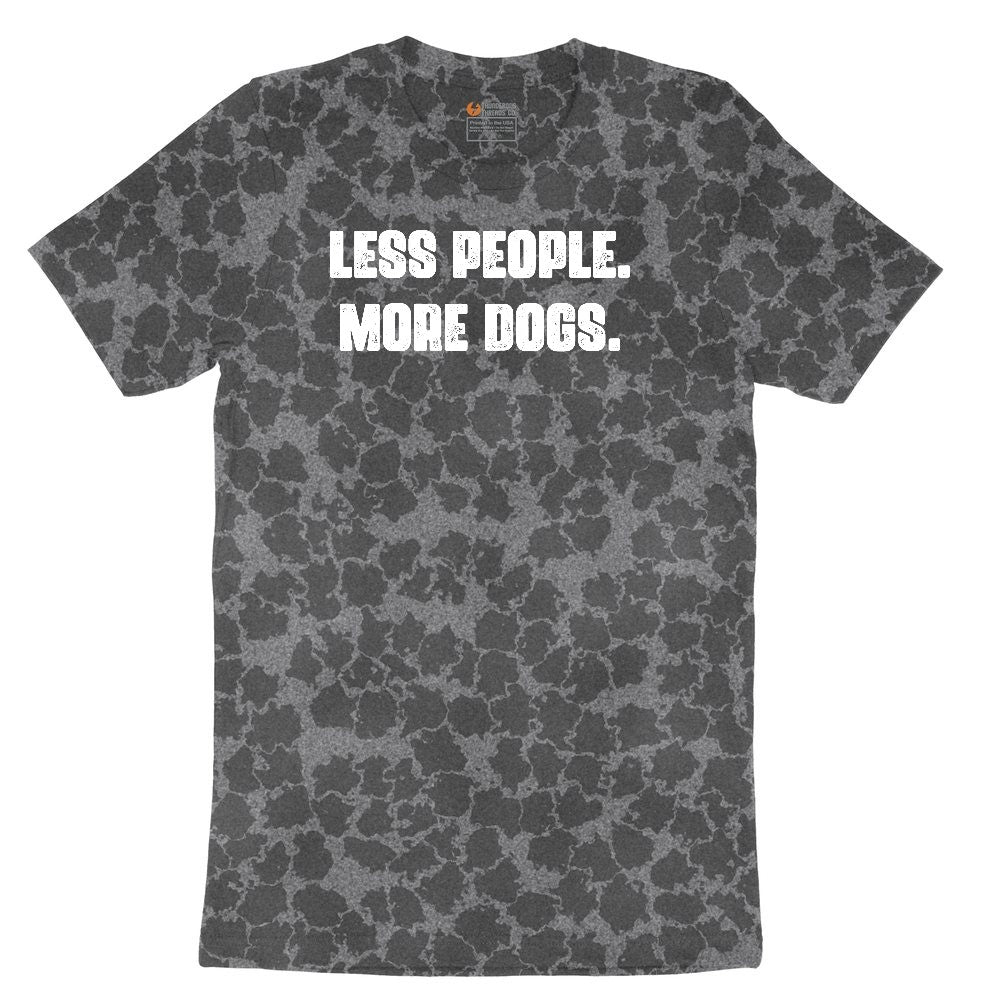 Less People More Dogs Ladies Short Sleeve Tee - Black Leopard