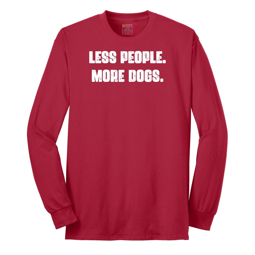 Less People More Dogs Long Sleeve Tee - Red