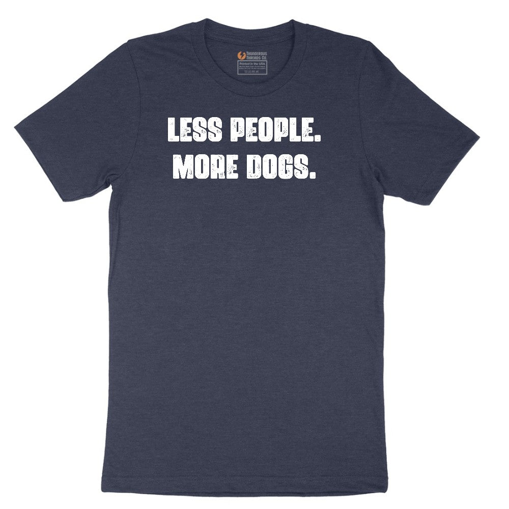 Less People More Dogs Short Sleeve Tee - Heather Navy
