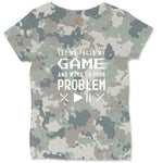 Let Me Pause My Game and Work on Your Problem Ladies Curvy Tee - Vintage Camo