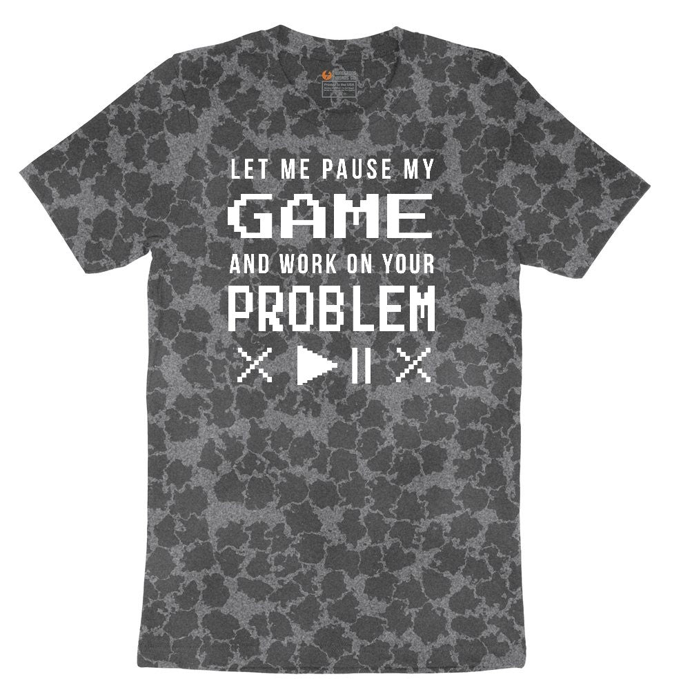 Let Me Pause My Game and Work on Your Problem Ladies Short Sleeve Tee - Black Leopard