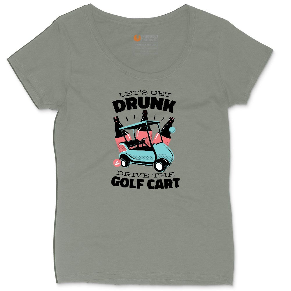 Lets Get Drunk and Drive the Golf Cart Ladies Curvy Tee - Bamboo Blackout