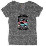 Lets Get Drunk and Drive the Golf Cart Ladies Curvy Tee - Black Leopard