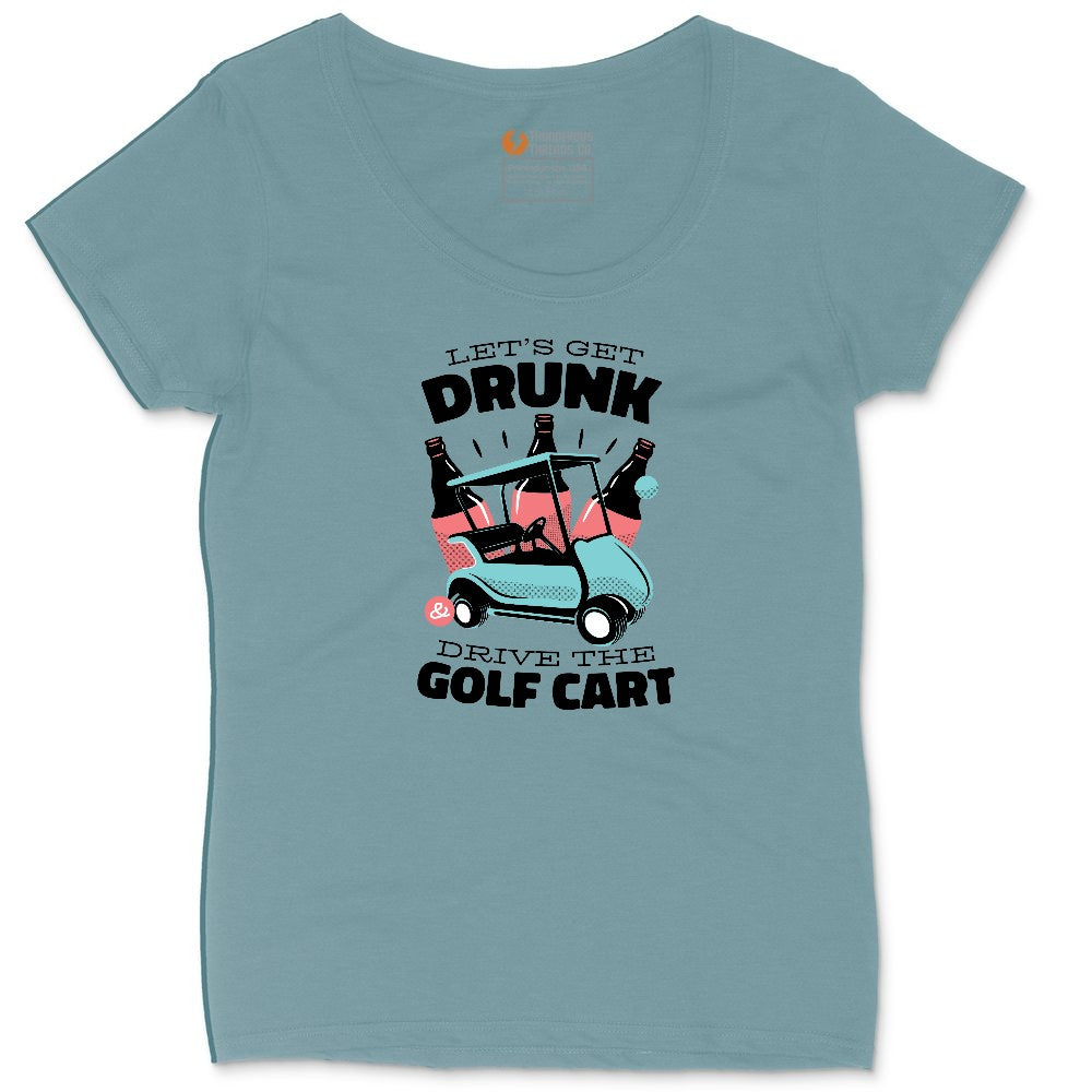 Lets Get Drunk and Drive the Golf Cart Ladies Curvy Tee - Surf Blackout