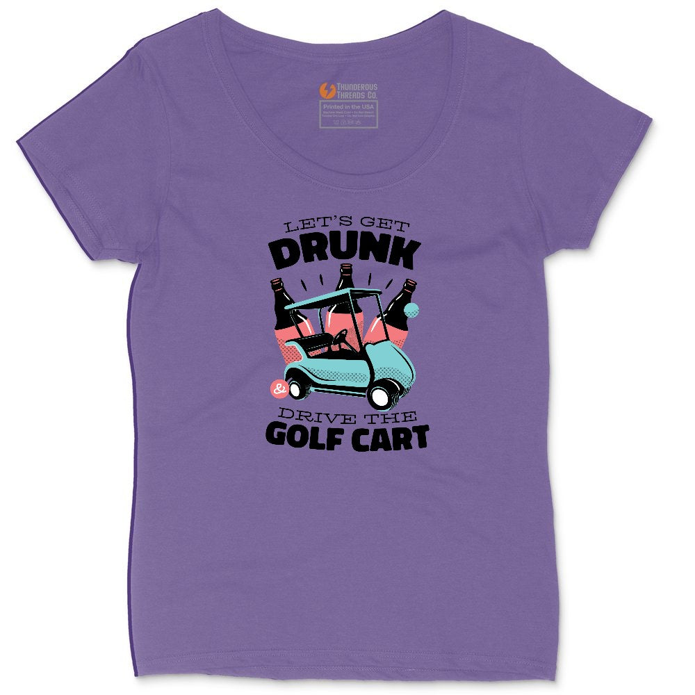 Lets Get Drunk and Drive the Golf Cart Ladies Curvy Tee - Vintage Purple
