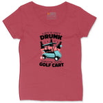 Lets Get Drunk and Drive the Golf Cart Ladies Curvy Tee - Vintage Red