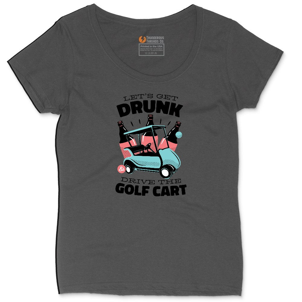 Lets Get Drunk and Drive the Golf Cart Ladies Curvy Tee - Vintage Smoke