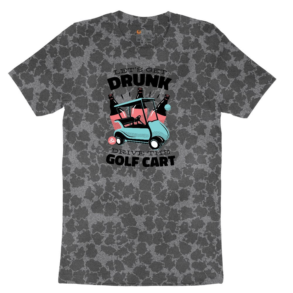 Lets Get Drunk and Drive the Golf Cart Ladies Short Sleeve Tee - Black Leopard