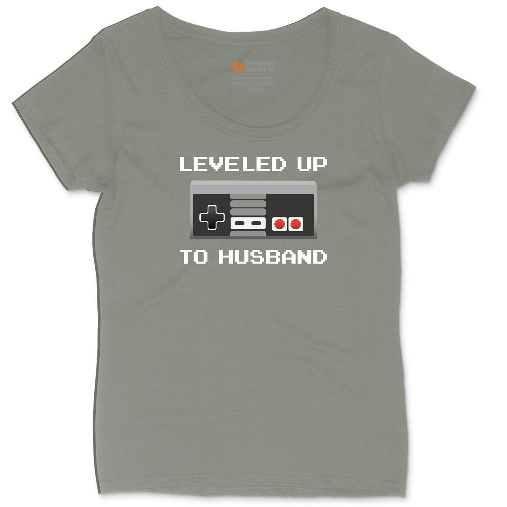 Leveled Up to Husband - Mens T-Shirt Ladies Curvy Tee - Bamboo Blackout