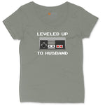 Leveled Up to Husband - Mens T-Shirt Ladies Curvy Tee - Bamboo Blackout