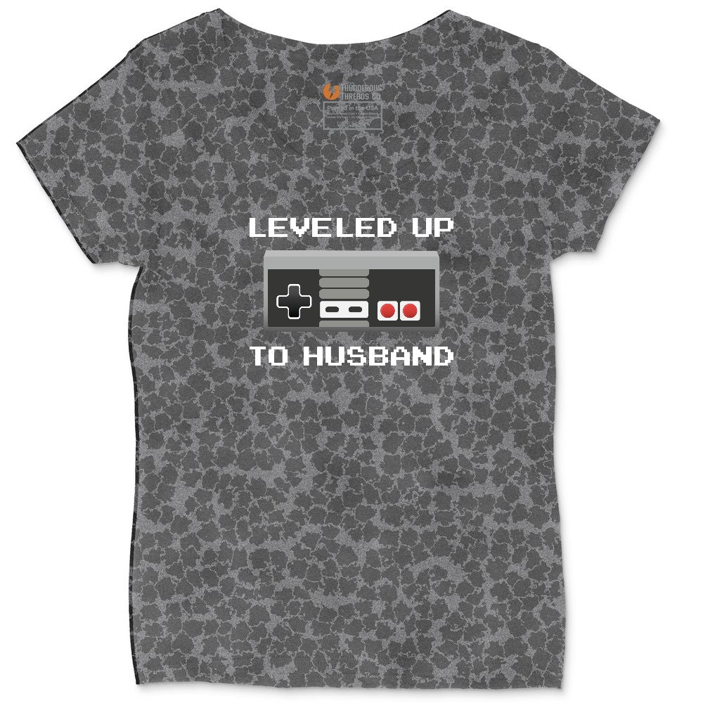 Leveled Up to Husband - Mens T-Shirt Ladies Curvy Tee - Black Leopard