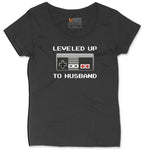 Leveled Up to Husband - Mens T-Shirt Ladies Curvy Tee - Black