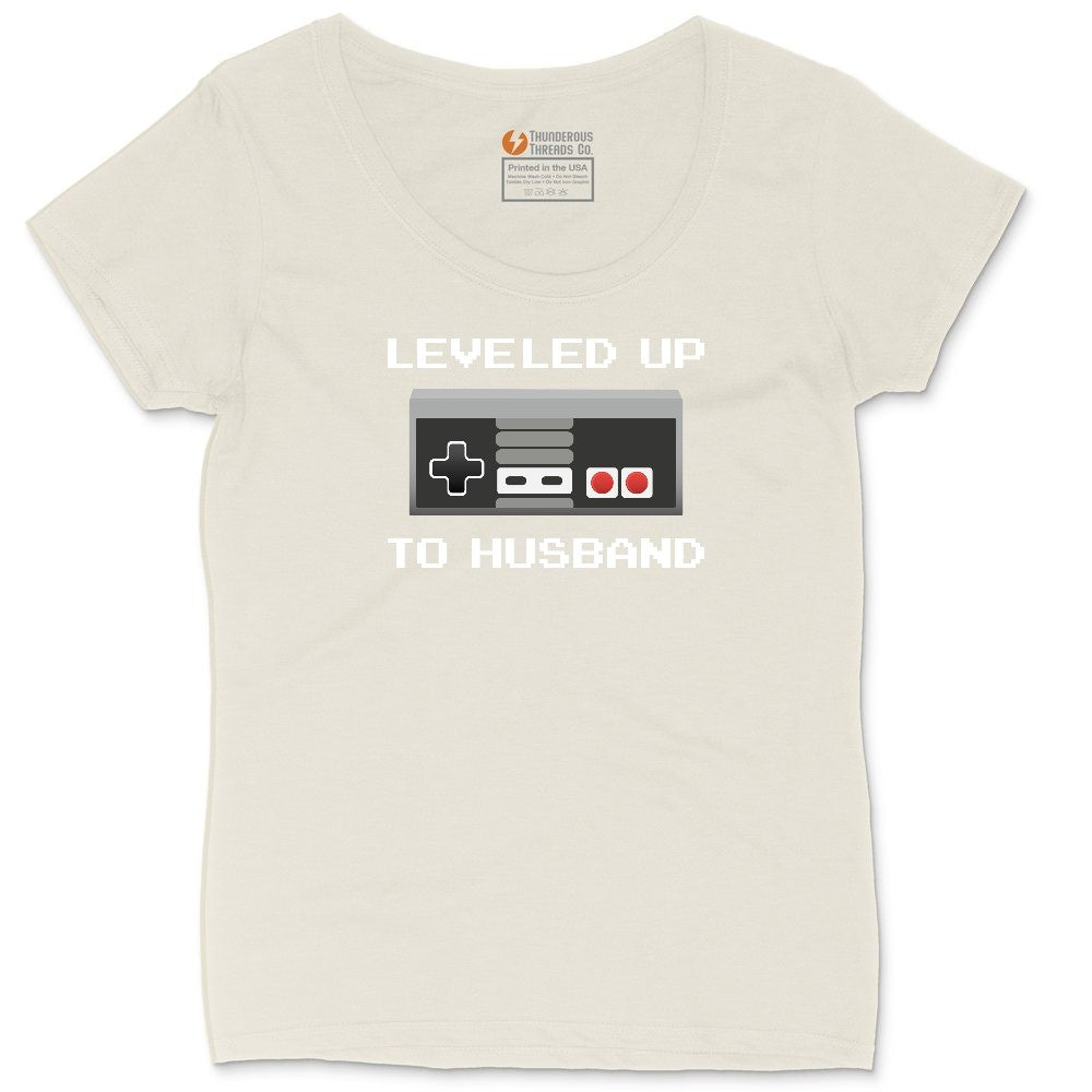 Leveled Up to Husband - Mens T-Shirt Ladies Curvy Tee - Natural Heather