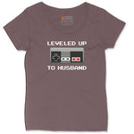 Leveled Up to Husband - Mens T-Shirt Ladies Curvy Tee - Sangria Blackout