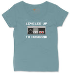 Leveled Up to Husband - Mens T-Shirt Ladies Curvy Tee - Surf Blackout