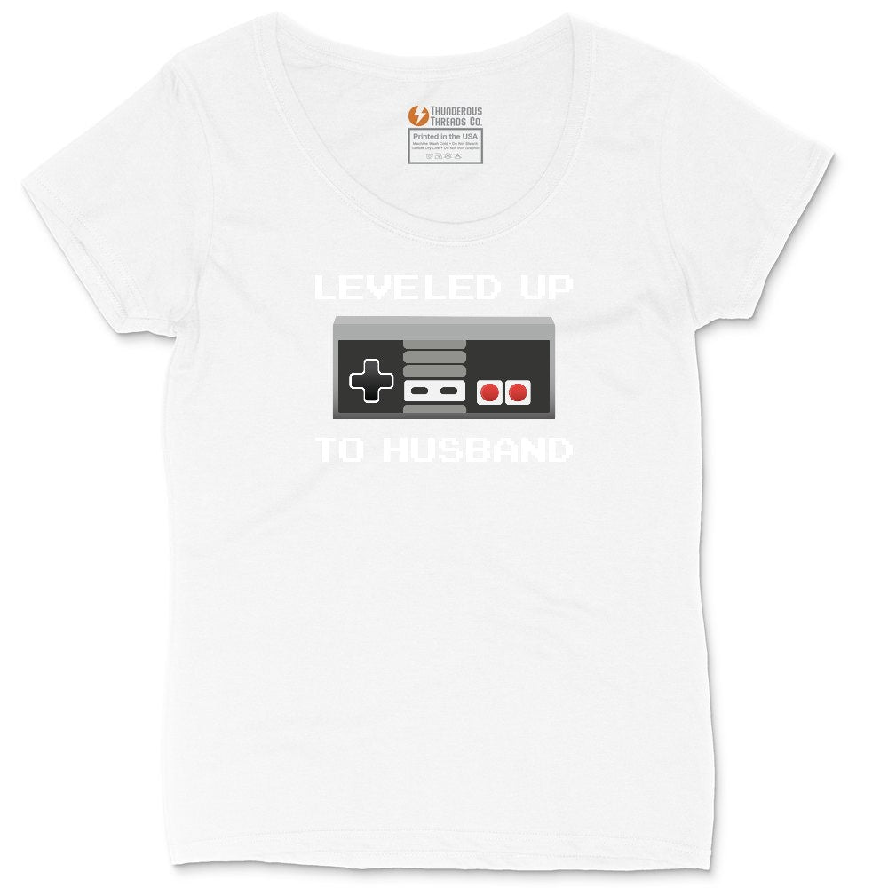 Leveled Up to Husband - Mens T-Shirt Ladies Curvy Tee - White