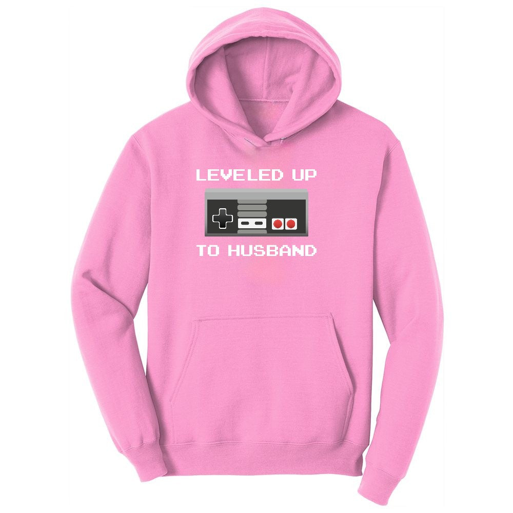 Leveled Up to Husband - Mens T-Shirt Ladies Hoodie - Candy Pink