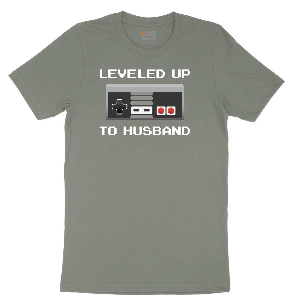 Leveled Up to Husband - Mens T-Shirt Ladies Short Sleeve Tee - Bamboo Blackout