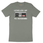Leveled Up to Husband - Mens T-Shirt Ladies Short Sleeve Tee - Bamboo Blackout