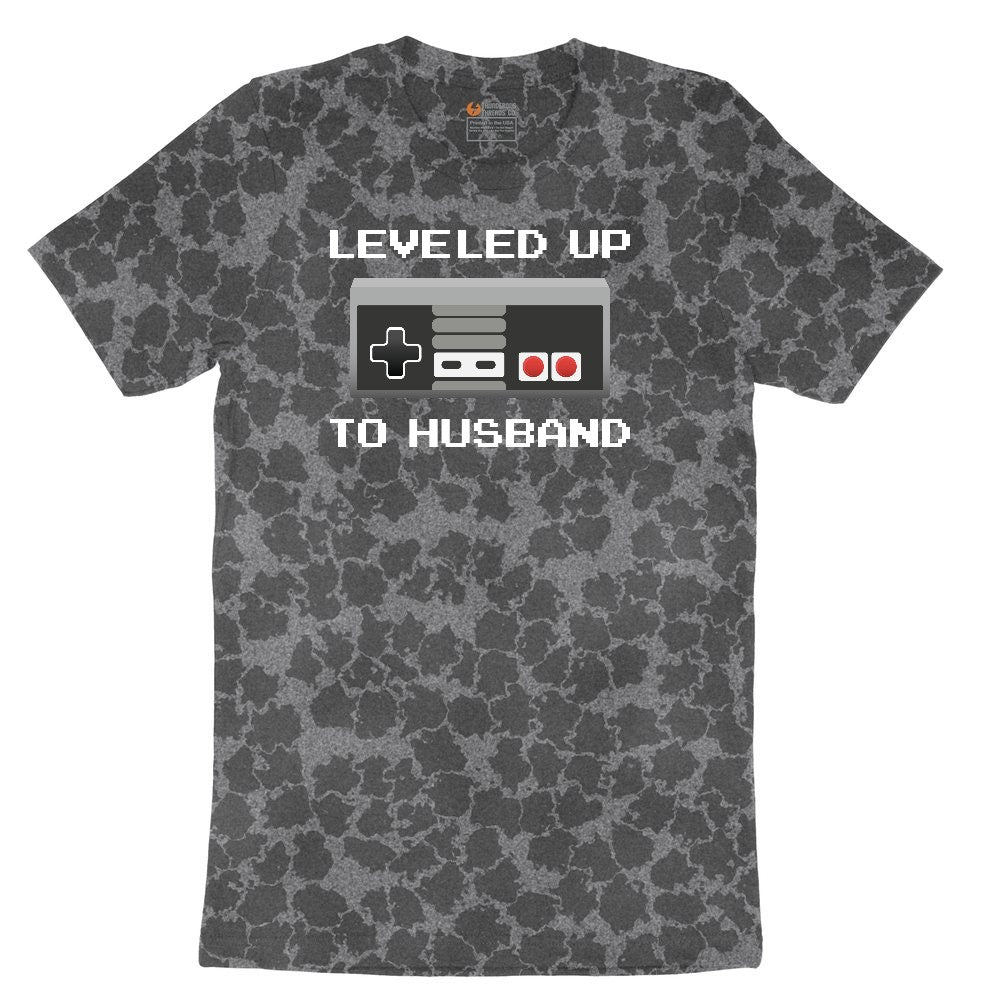 Leveled Up to Husband - Mens T-Shirt Ladies Short Sleeve Tee - Black Leopard