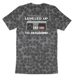 Leveled Up to Husband - Mens T-Shirt Ladies Short Sleeve Tee - Black Leopard
