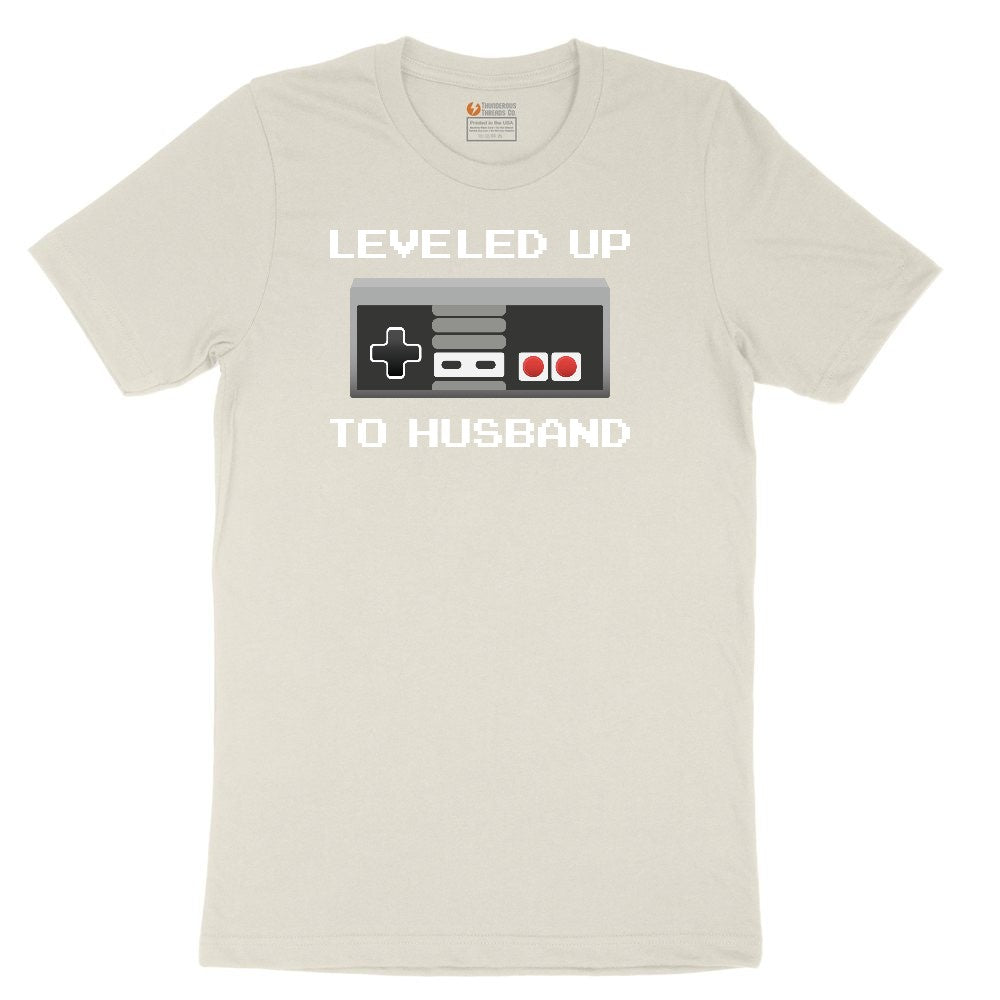 Leveled Up to Husband - Mens T-Shirt Ladies Short Sleeve Tee - Natural Heather