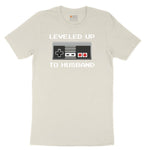 Leveled Up to Husband - Mens T-Shirt Ladies Short Sleeve Tee - Natural Heather