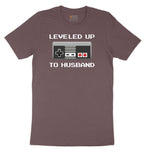 Leveled Up to Husband - Mens T-Shirt Ladies Short Sleeve Tee - Sangria Blackout
