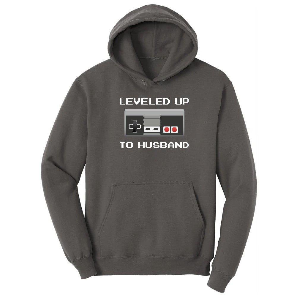 Leveled Up to Husband - Mens T-Shirt Hoodie - Charcoal
