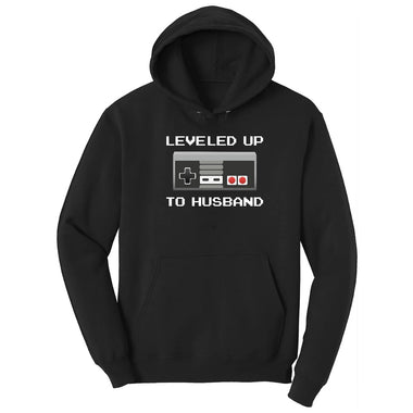 Leveled Up to Husband - Mens T-Shirt Hoodie - Jet Black