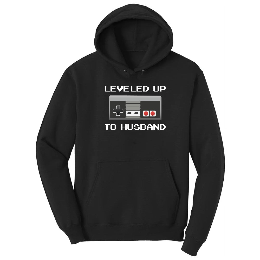 Leveled Up to Husband - Mens T-Shirt Hoodie - Jet Black