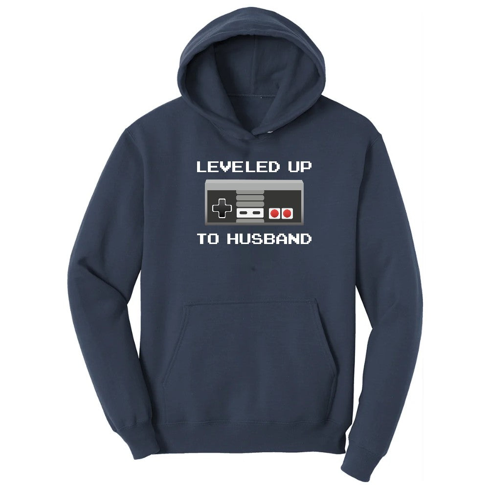 Leveled Up to Husband - Mens T-Shirt Hoodie - Navy
