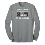 Leveled Up to Husband - Mens T-Shirt Long Sleeve Tee - Athletic Grey