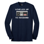 Leveled Up to Husband - Mens T-Shirt Long Sleeve Tee - Navy
