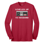 Leveled Up to Husband - Mens T-Shirt Long Sleeve Tee - Red