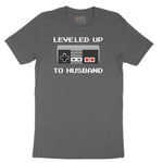 Leveled Up to Husband - Mens T-Shirt Short Sleeve Tee - Dark Heather Grey