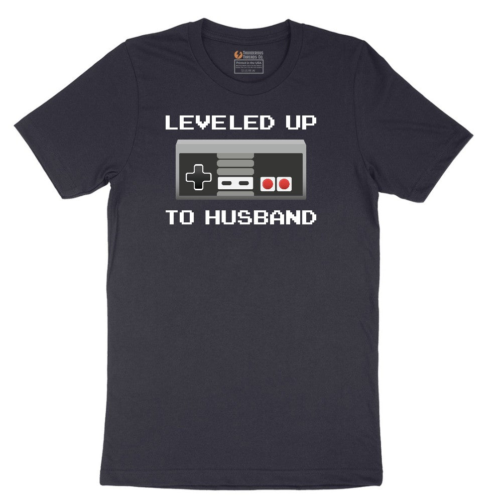 Leveled Up to Husband - Mens T-Shirt Short Sleeve Tee - Deep Navy