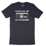 Leveled Up to Husband - Mens T-Shirt Short Sleeve Tee - Deep Navy