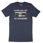 Leveled Up to Husband - Mens T-Shirt Short Sleeve Tee - Heather Navy