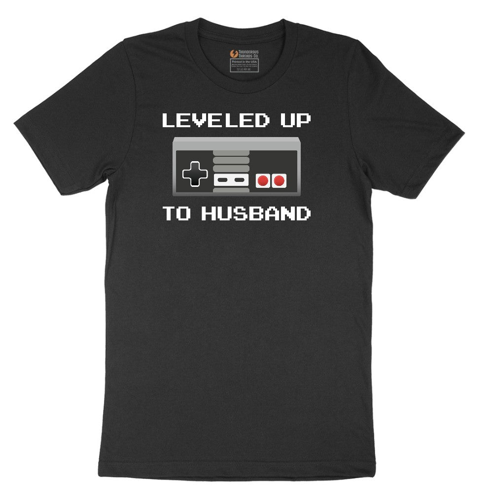 Leveled Up to Husband - Mens T-Shirt Short Sleeve Tee - Jet Black