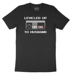 Leveled Up to Husband - Mens T-Shirt Short Sleeve Tee - Jet Black