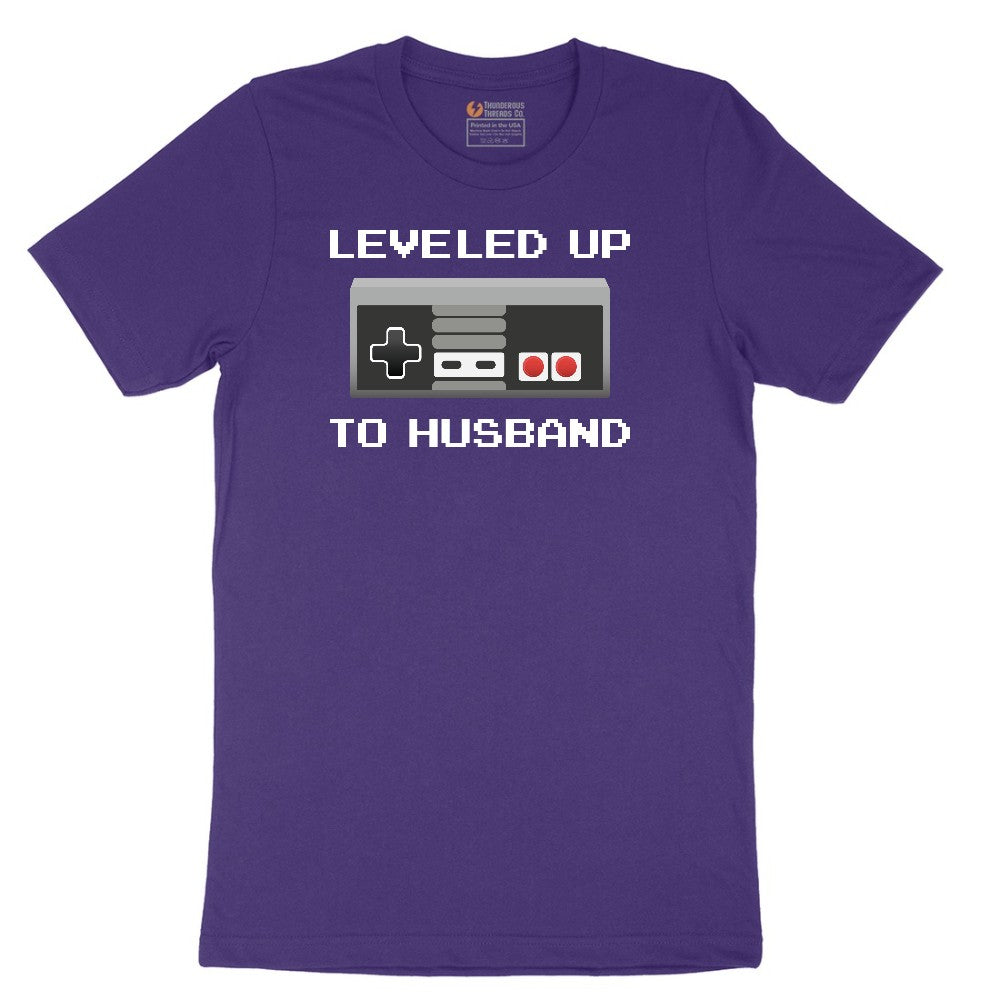Leveled Up to Husband - Mens T-Shirt Short Sleeve Tee - Team Purple