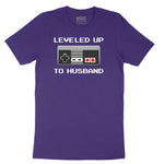 Leveled Up to Husband - Mens T-Shirt Short Sleeve Tee - Team Purple