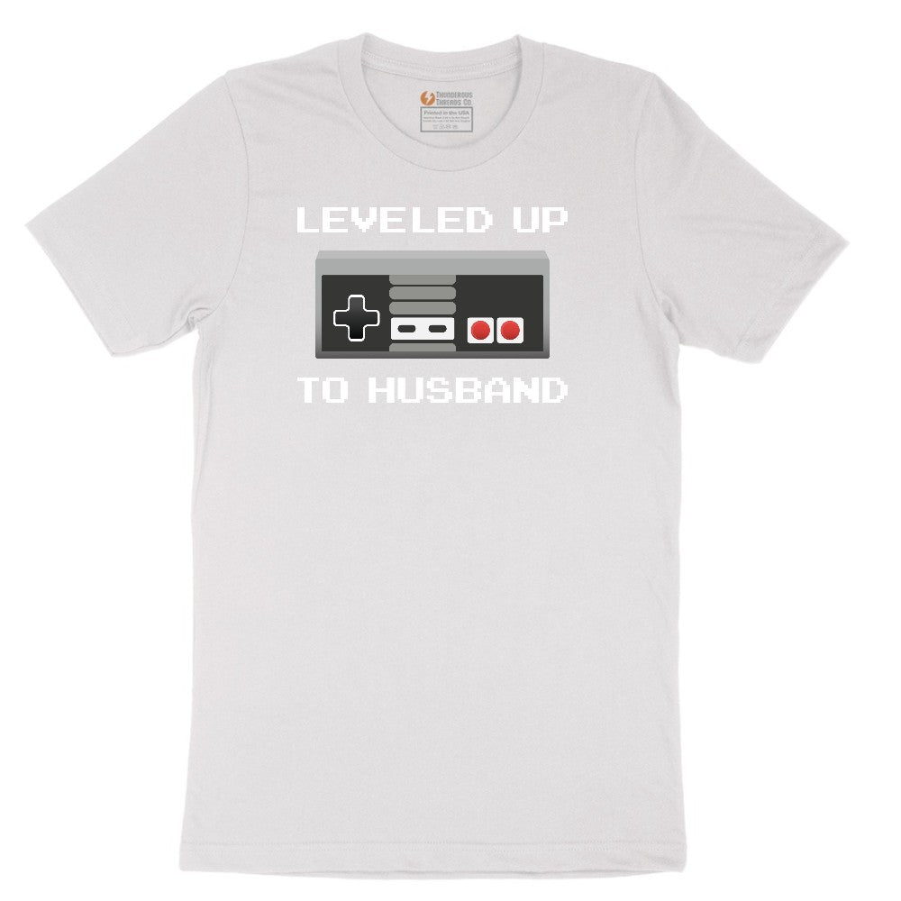 Leveled Up to Husband - Mens T-Shirt Short Sleeve Tee - White